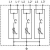 Túlfeszültséglevezető, T1+T2+T3 AC típusú egybeépített, 3P